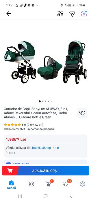 Carucior 3 în 1 aluway babylux