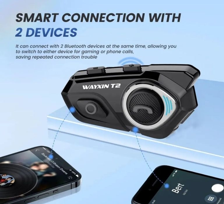 Intercom Wayxin T2 casca bluetooth moto comunicare statie