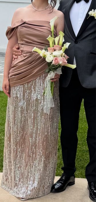 Rochie eleganta tafta si dantela liniara