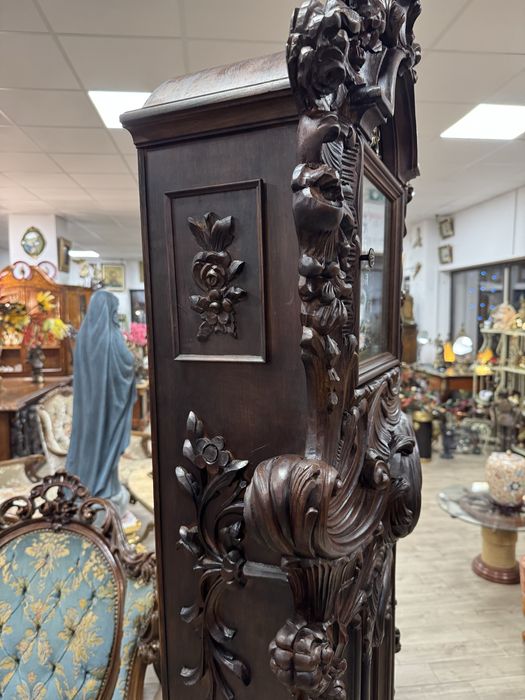 Ceas de podea din lemn masiv - sculptura manuala, mecanism westminster