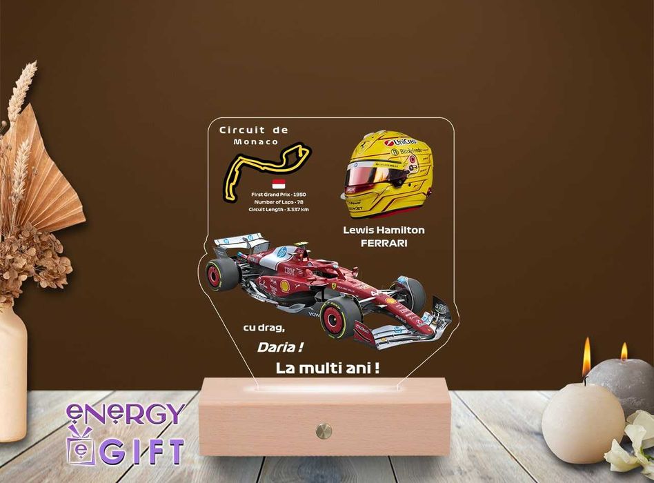 Lampa Led Personalizata – Formula 1 Ferrari – Lewis Hamilton
