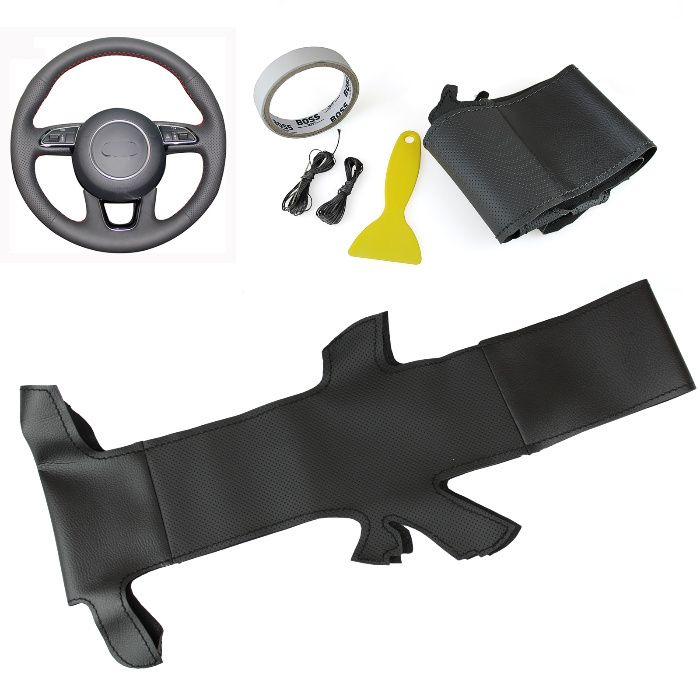 Кожен калъф за волан шиещ Audi / АУДИ A1/A3/A5/A7 (2013-2015)