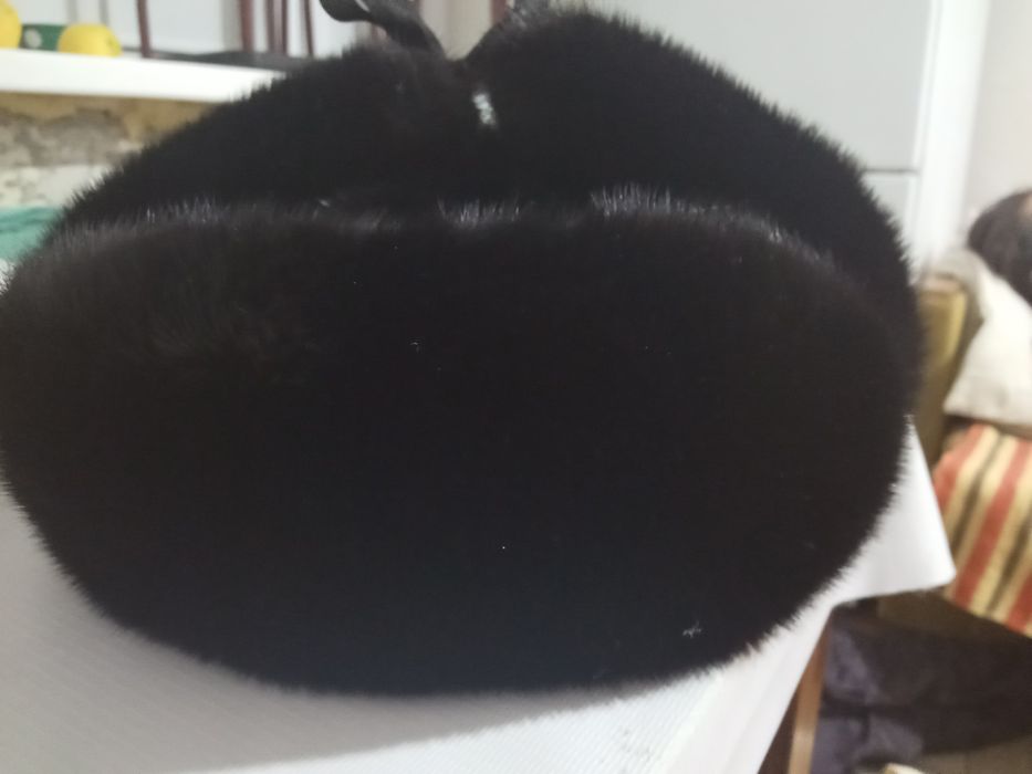 Шапка норка черная 52-54 на подростка ушанка черная