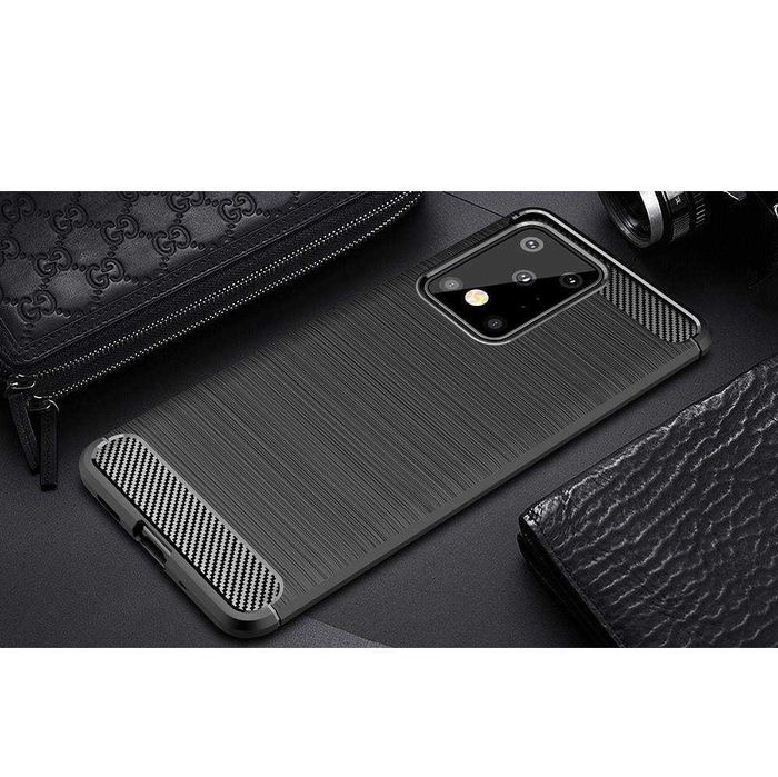 Husa gel carbon piele antisoc +Folie Galaxy A71 A51 S20 Ultra M30s A41