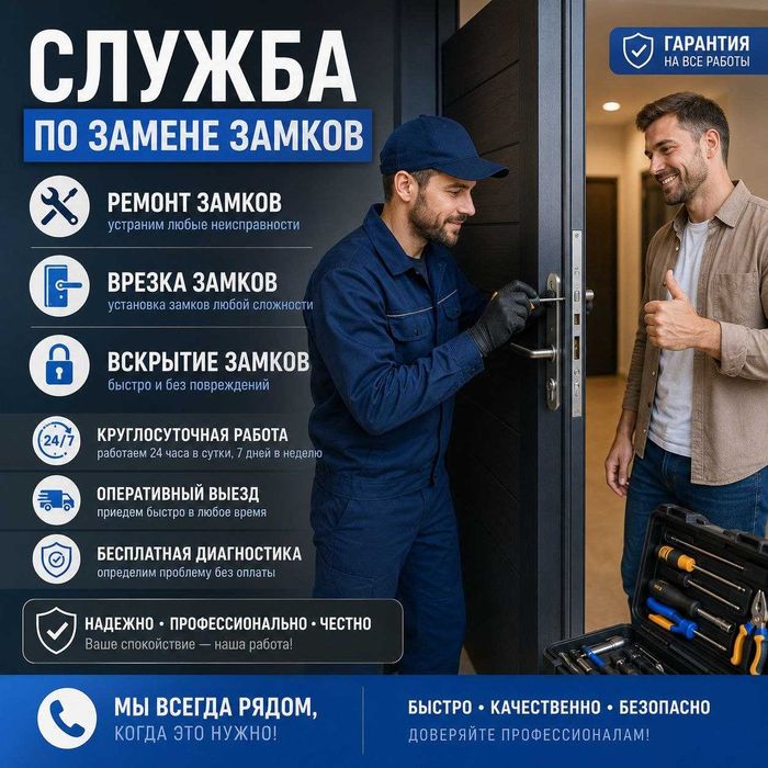 Замена замков|Установка умных замков|Вскрытие дверей|Авто|Сейфа|Гаража