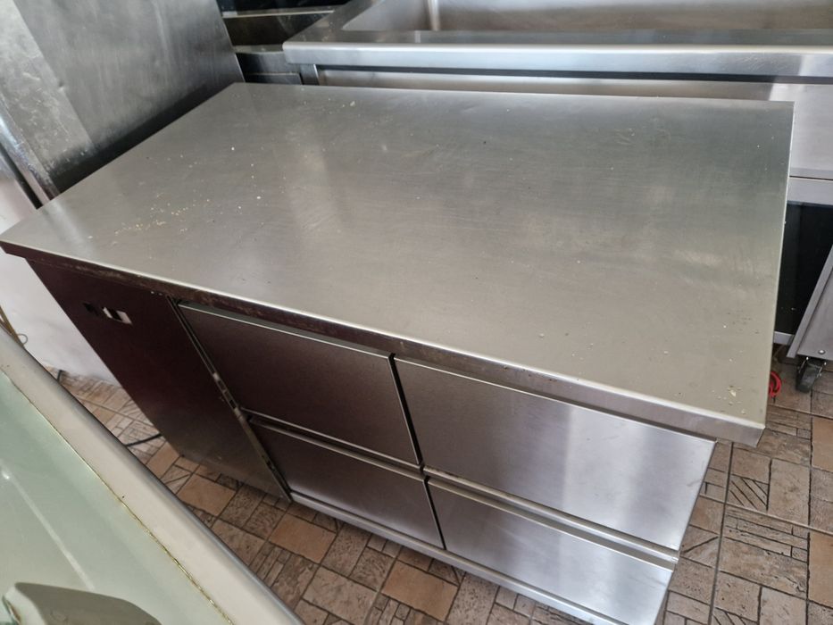 Masa rece inox, blat inox și saladeta