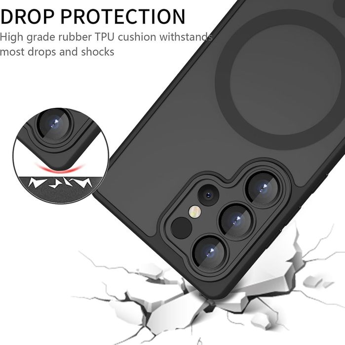 Матов magsafe кейс за samsung galaxy s26 ultra - черен - със защита на