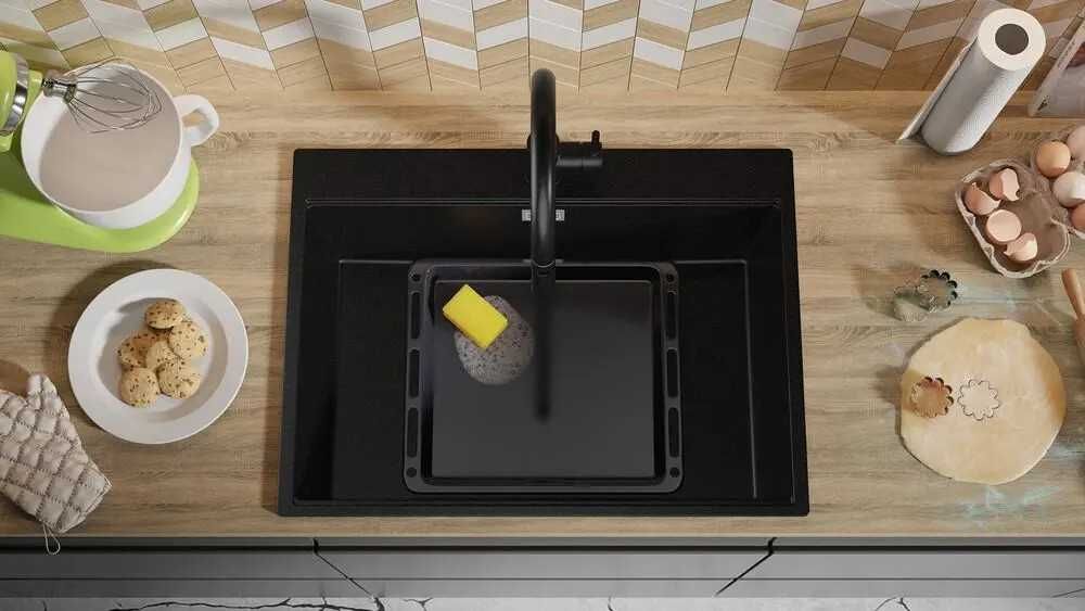 Черна Кухненска Мивка от гранит модел XXL Осло 70 Top 680 x 500 mm