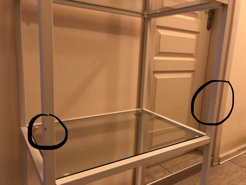 IKEA white bookshelf with glass