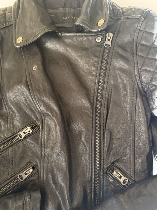 Яке от естествена кожа на Zara