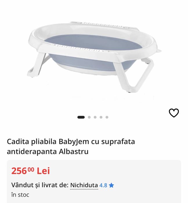 Cadita pliabila BabyJem cu suprafata antiderapanta Albastru