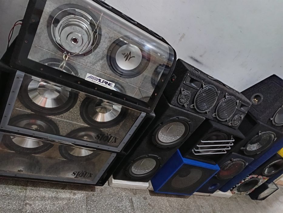 Subwoofer auto bass masina MA audio dublu doua difuzoare dual putere 600 rms 1200 max