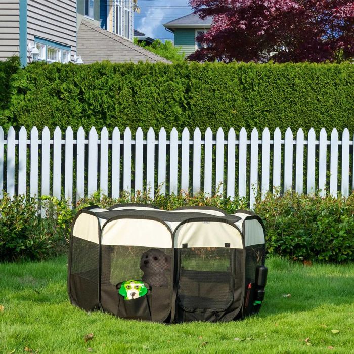 PawHut кошара за кучета, сгъваема, 4 подови шипа 118 x 118 x 62 cm