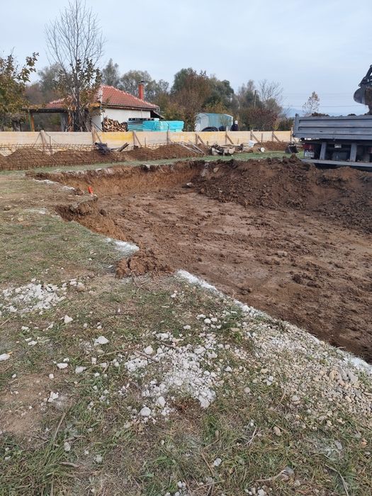 Услуги с мини багер и самосвал с кран