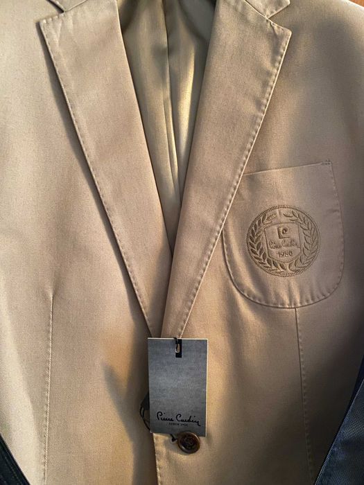 Sacou Pierre Cardin Slim Fit (marime 52), bumbac, bej  [  NOU!  ]