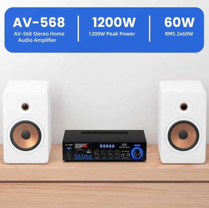 Amplificator hifi de 1000W, Bluetooth 5.0 RMS