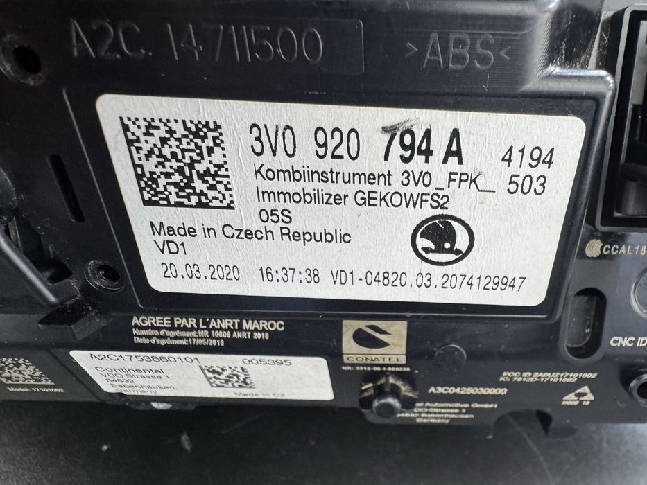 Ceasuri Digitale SKODA SUPERB 3 Hybrid III Virtual Cockpit 3V0920794A