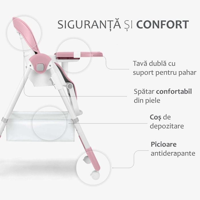 Scaun de masa pentru copii KikkaBoo – Spicy+, Roz