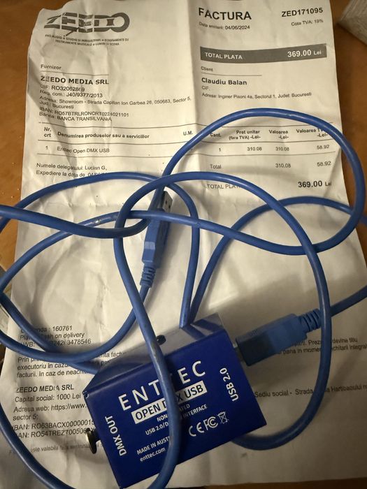Interfata DMX Enttec Open DMX USB