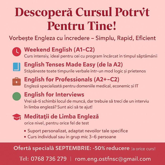 Meditez Limba engleză la prețuri pe care începutul școlii le- a topit!