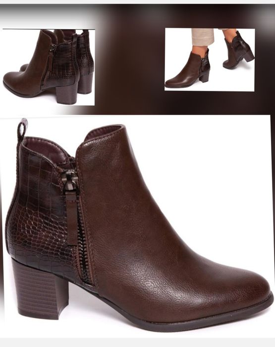 Botine dama Kames,  cafeniu, piele eco