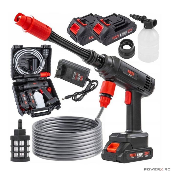 Pistol de spalat cu presiune cu acumulator, 60 bar, Red Technic