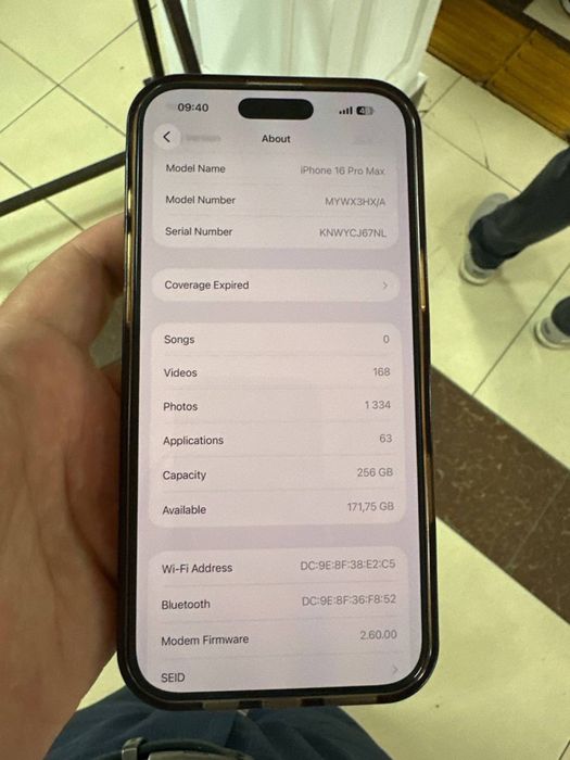 Iphone 16 pro max 256 емкост батария 98%