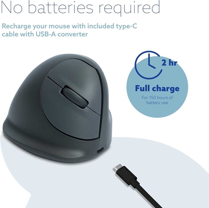 Mouse ergonomic vertical R-Go HE Basic, Bluetooth 5.0, negru