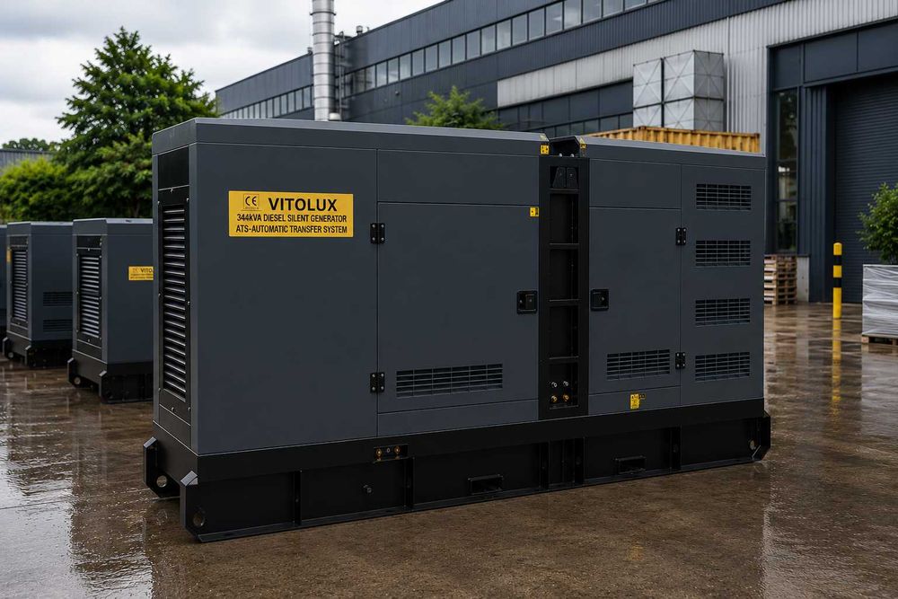 344 KVA/275 KW Шумозаглушени Трифазни Дизелови Генератори с Автоматика