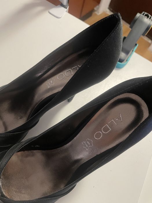 Pantofi Aldo piele + satin toc 10cm, mărime 40
