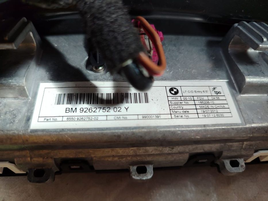 DISPLAY CENTRAL MULTIMEDIA / ECRAN 6.5 BMW 1 SERIES F20 2012 / 2011–2015 / COD OEM 6550 9262752-02 / 9262752 (5E2)
