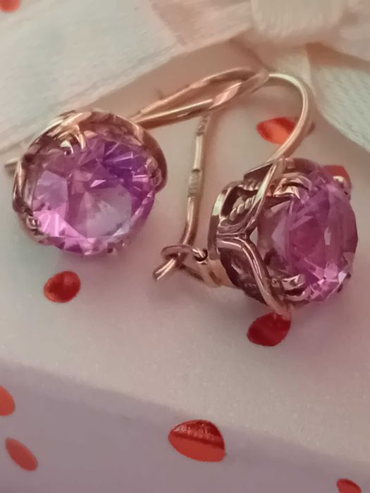 Антикварни руски златни обеци с Александрит синтетичен