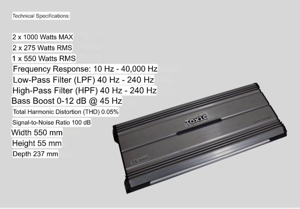 TOXIC (Черепа) -Качествен и Мощен 2 канален авто бас усилвател за кола