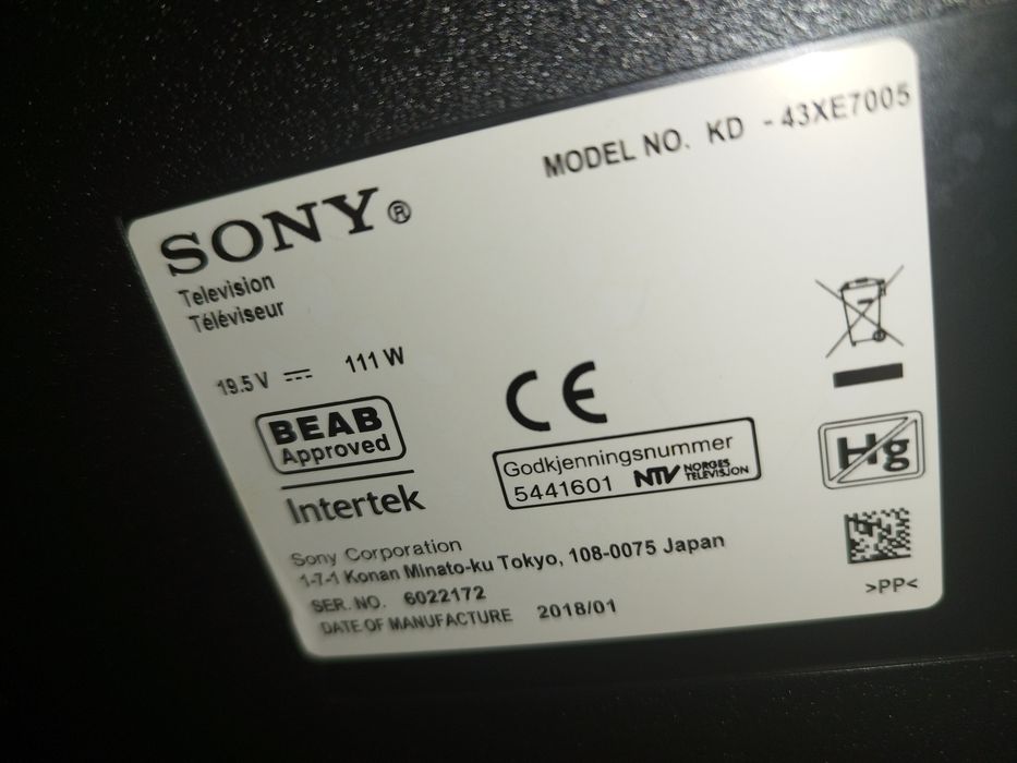 Vand TV Sony Bravia 108 cm KDL XE 7005 4k smart
