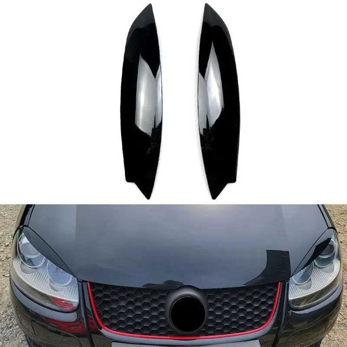 Set Pleoape Faruri Far VW Volkswagen Golf 5 V 2003-2008 Negru Lucios