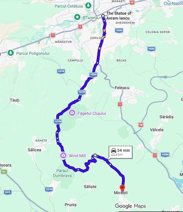 Teren intravilan 700 mp,  Micești, 30 min de centrul Clujului, curent, apă, drum asfaltat, construibil