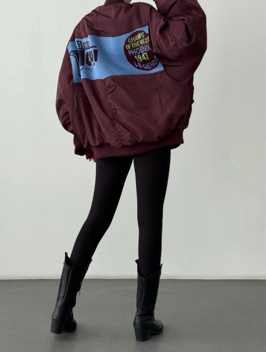 Oversize bomber яке в цвят бордо