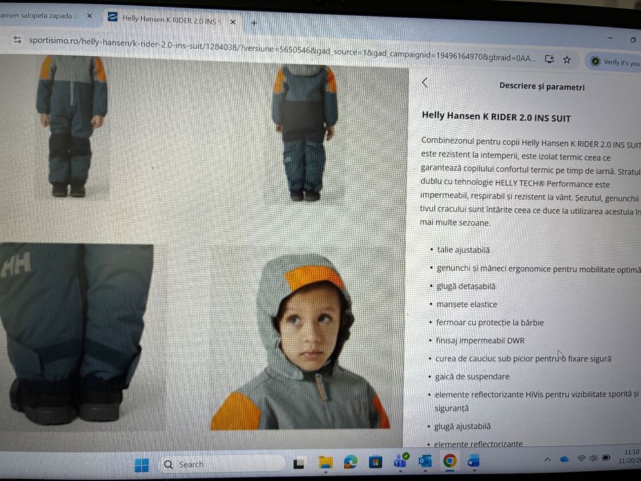 Combinezon zapada copii 92 Helly Hansen ca nou