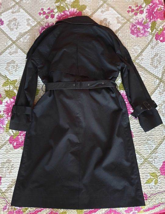 Trench Badgley Mischka negru midi bumbac