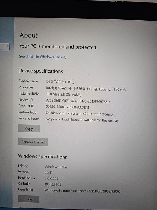 Laptop lenovo T590 I5  ssd m2 512 western digital 16gb ram