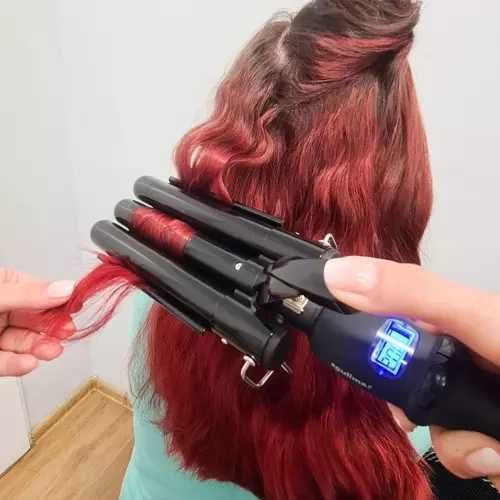 Тройна ретро преса за къдрене на косата, с въртящ се кабел Soulima