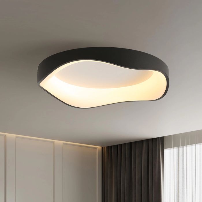 Модерна LED таванна лампа, черна 40 см