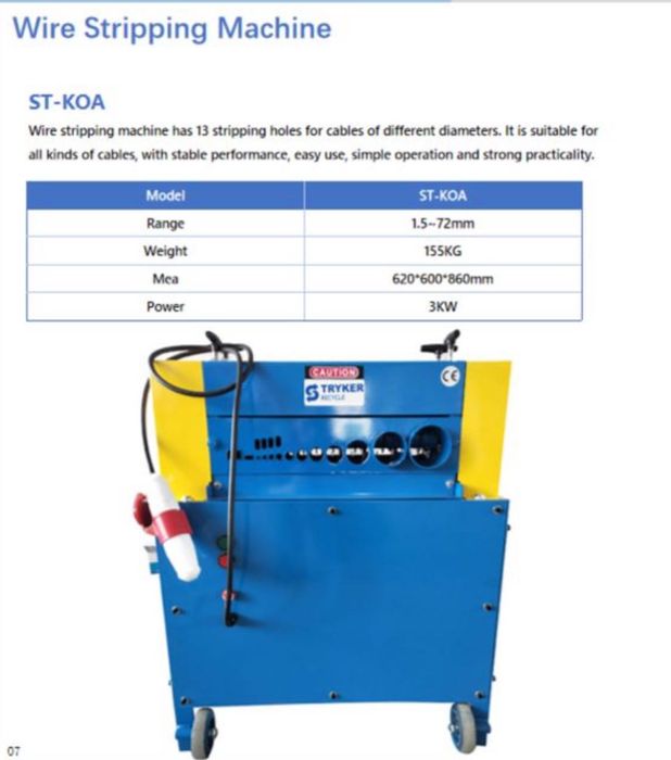 Masina Dezizolat Cabluri 1.5-72mm, 3KW 220v