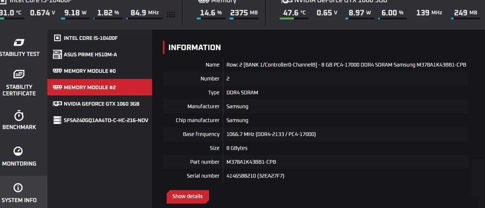 Memorie ram DDR4 2x8GB pc