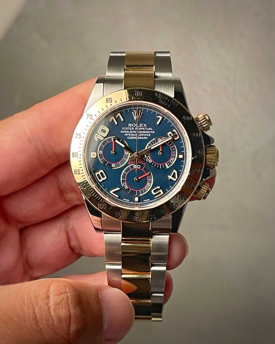 rolex daytona двуцветен син циферблат