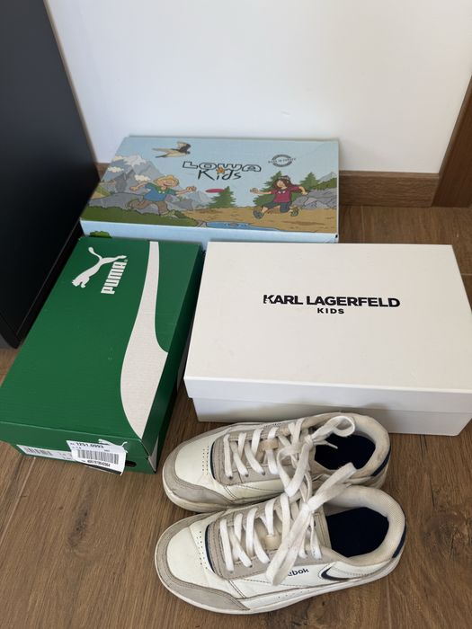 комплект 4 Обувки karl lagerfeld, puma, lowa, reebok -34 номер
