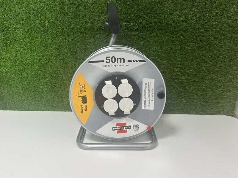 Електрически удължител с макара 50 метра с 4 гнезда KraftRoyal