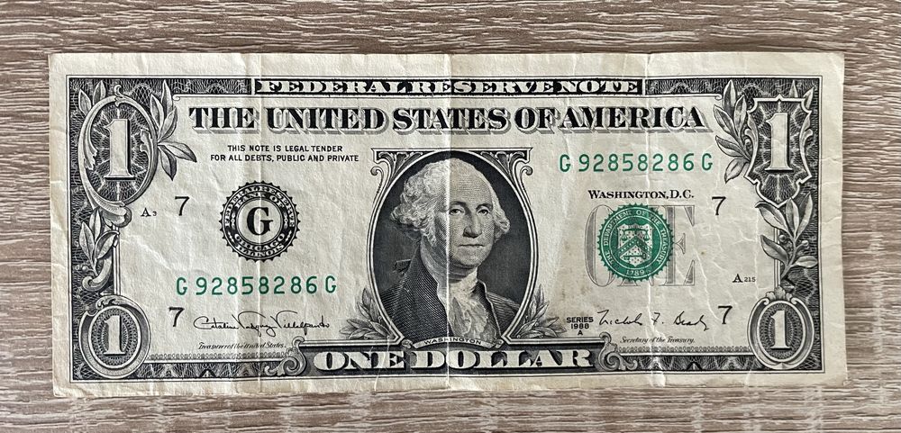 1 dolar din anul 1988 USA dollar vechime 37 ani