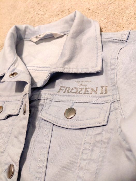 H&M Дънково яке с щампа, Елза Замръзнало кралство, размер 116