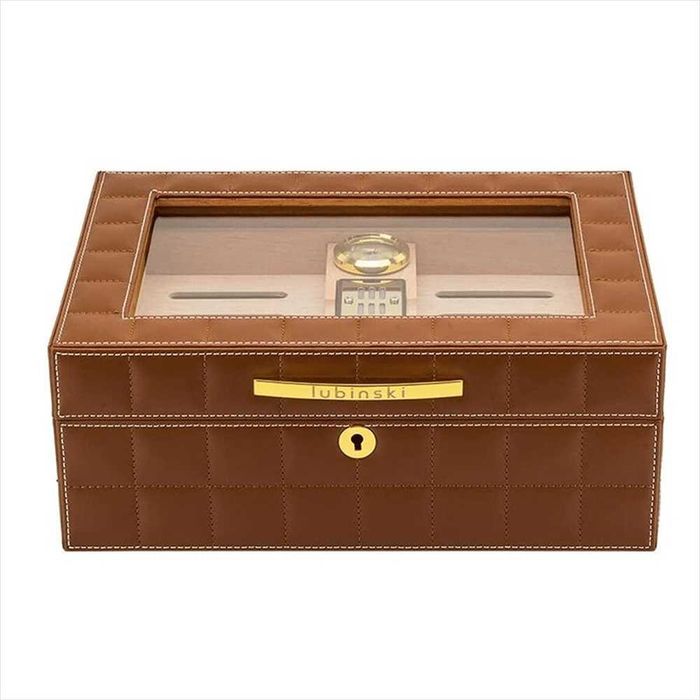 Хумидор, Кедър и кожа, Lubinski, 30-50 пури, Хидрометър и овлажнител